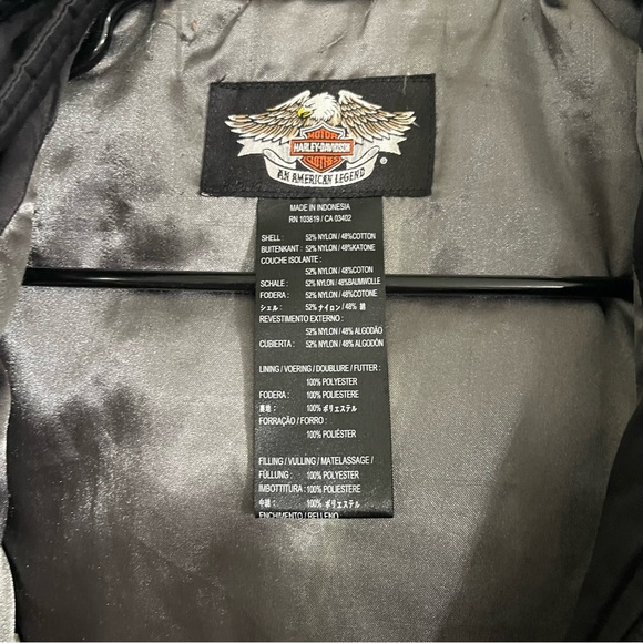 Harley Davidson Quilted Black Jacket Puffer Faux Fur Hood Womens Small - Picture 5 of 10